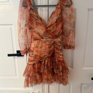 Floral Sheer Ruffle Dress
